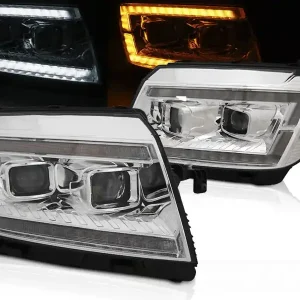 Značkový Volkswagen Crafter II 2017- - Přední světla TUBE LIGHT CHROMOVÁ SEQ