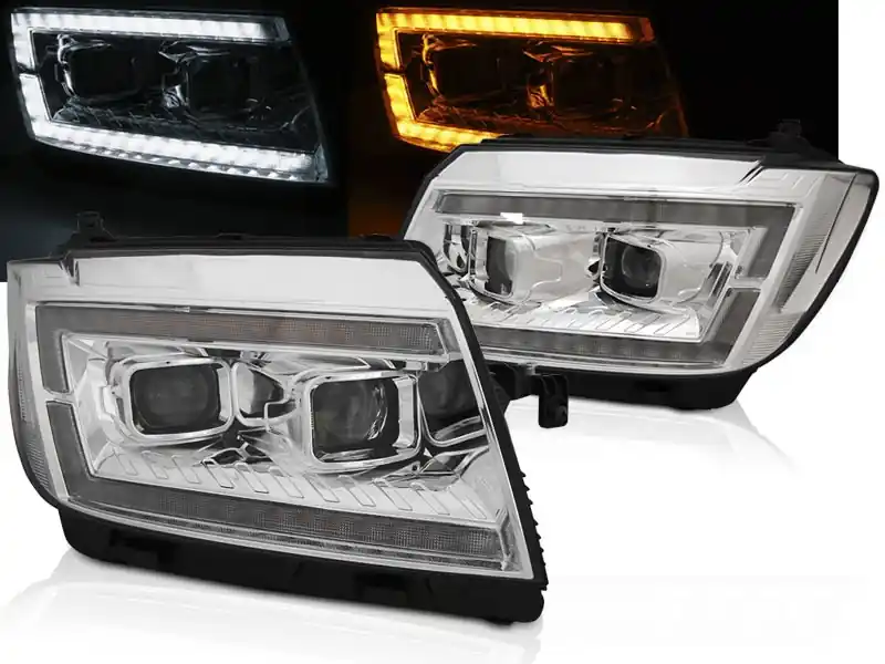 Značkový Volkswagen Crafter II 2017- - Přední světla TUBE LIGHT CHROMOVÁ SEQ