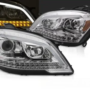 MERCEDES W164 ML 09-11 - Přední světla chromová SEQ TUBE LIGHT Vrácení Zdarma