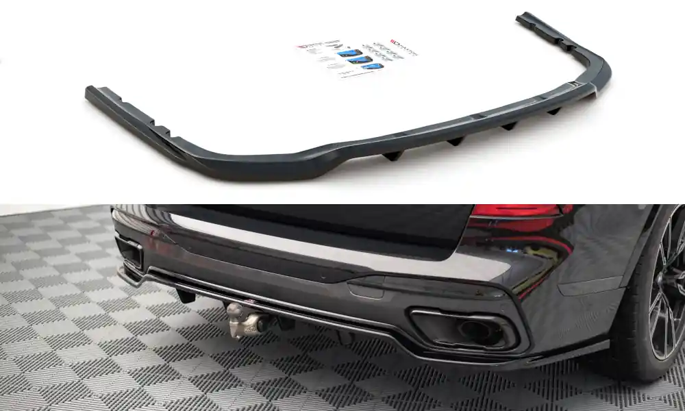 BMW X7 G07 M-Packet, středový spoiler pod zadní nárazník s žebrováním, Maxton Design Omezená Nabídka