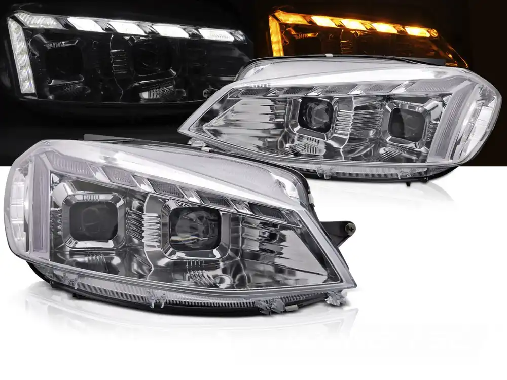 Akční Nabídka Volkswagen Golf VII 2017-2019 - přední LED světla CHROMOVÉ DRL SEQ