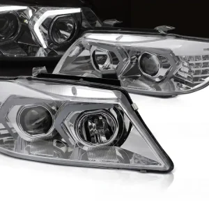 Značkový BMW E90/E91 2005-2008 - přední LED světla CHROMOVÁ