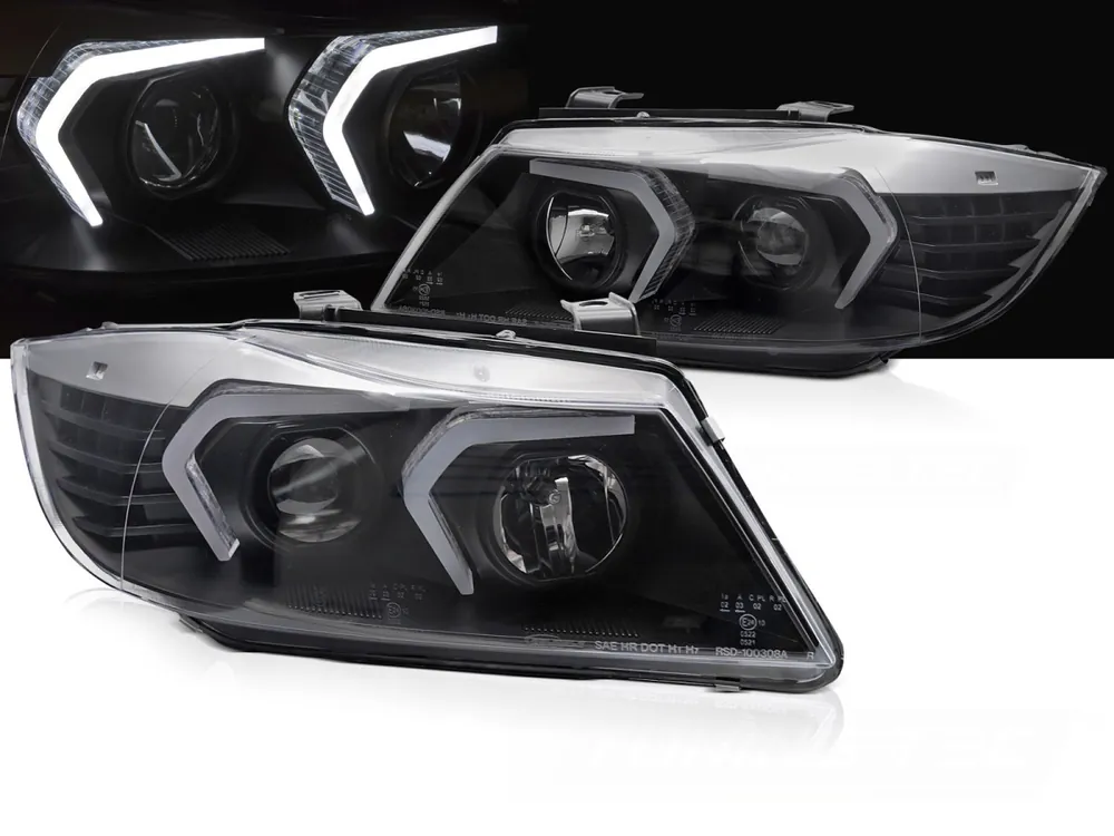 Super Cena BMW E90/E91 2005-2008 - přední LED světla ČERNÁ