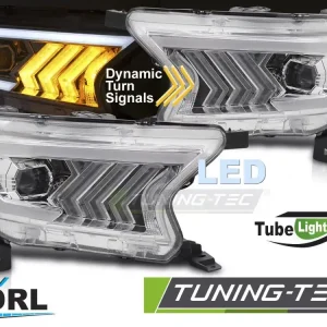 Víkendová Akce FORD RANGER V 2016-2022 - přední LED světla TUBE chromová
