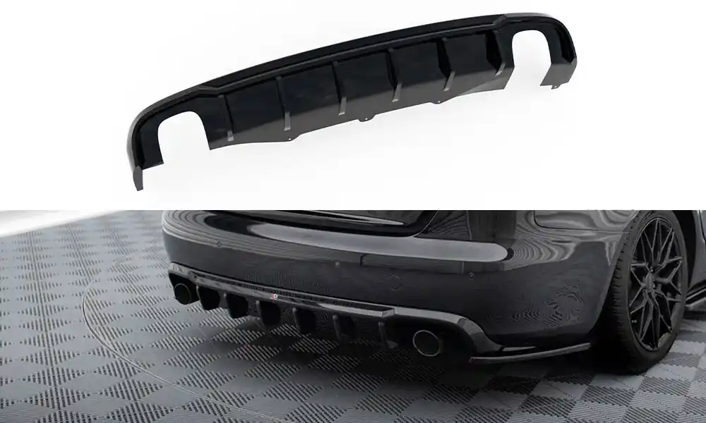 Cenový Hit Audi A4 B8 Sedan/Avant FL, vložka zadního nárazníku s jednoduchými výfuky na obou stranách, Maxton Design