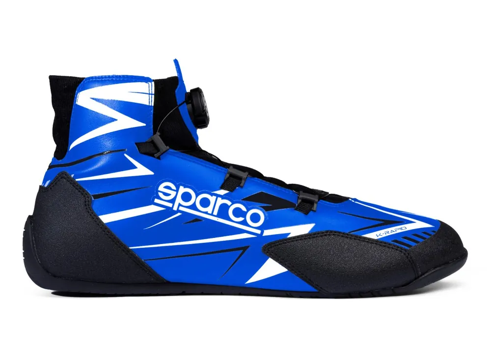 Super Cena Kartingové boty Sparco K-RAPID s otočným mechanismem zapínání, s homologací FIA, barva modro-bílá