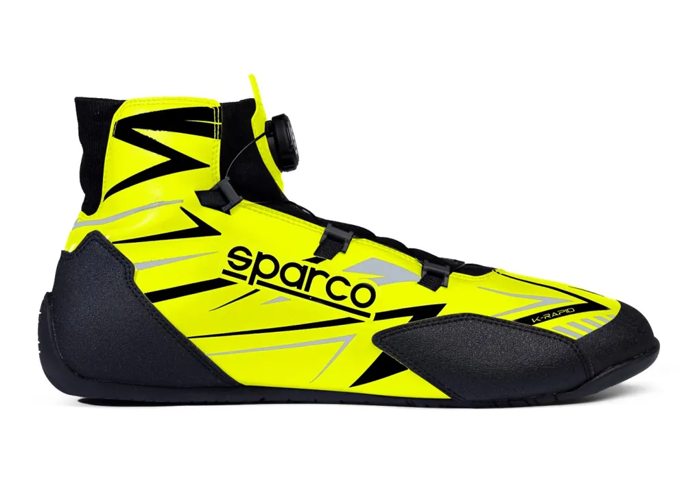 Kartingové boty Sparco K-RAPID s otočným mechanismem zapínání, s homologací FIA, barva žluto-černá Levný