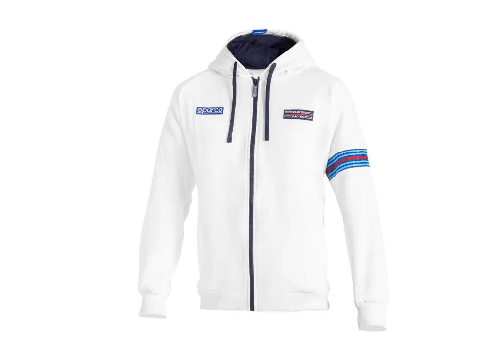 Bezpečná Platba Sparco mikina s kapucí, edice Martini Racing, barva bílá
