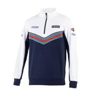 Sparco mikina s polovičním zipem, edice Martini Racing, barva modro-bílá Ověřený