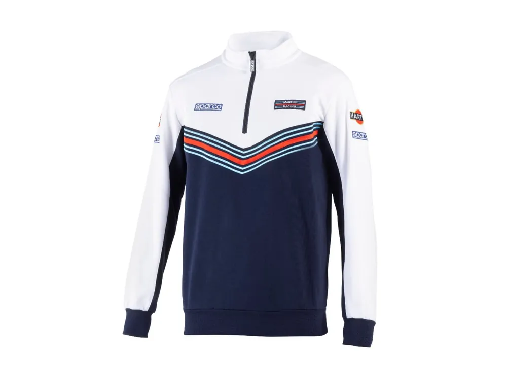 Sparco mikina s polovičním zipem, edice Martini Racing, barva modro-bílá Ověřený