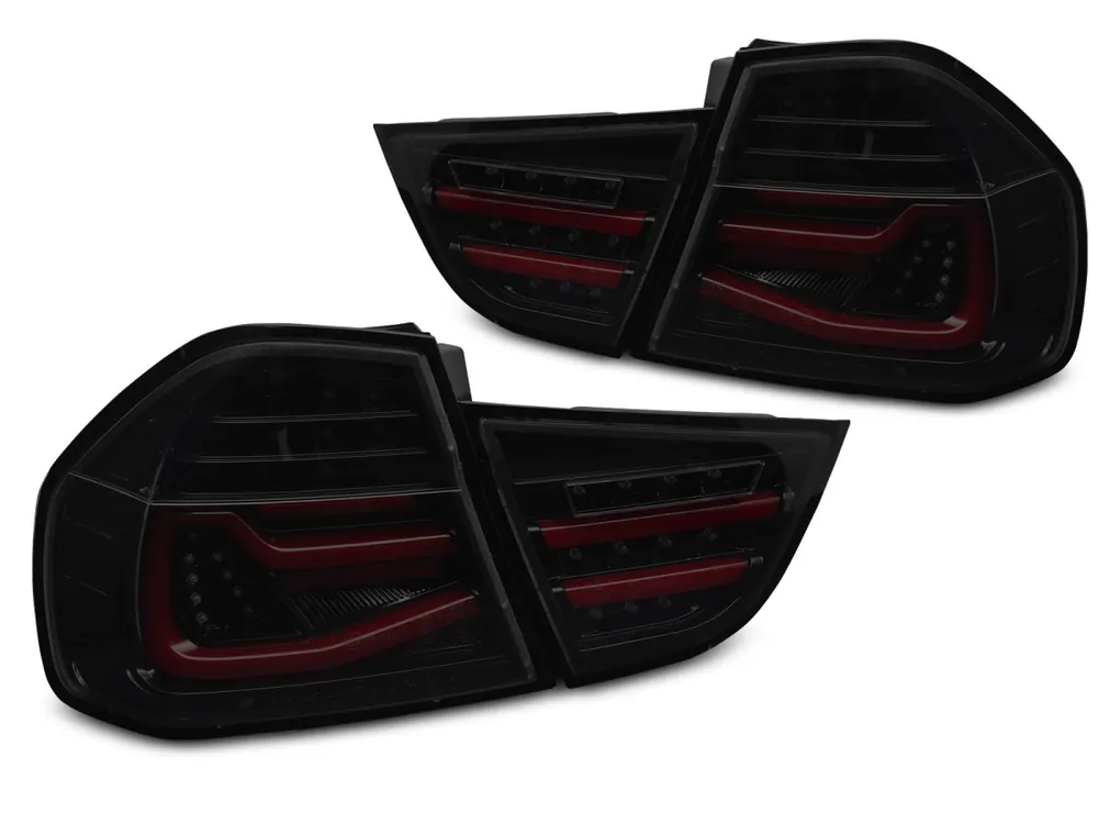 Zlevněný BMW E90 2009-2011 - zadní LED BAR světla ČERNÉ KOUŘOVÉ SEQ