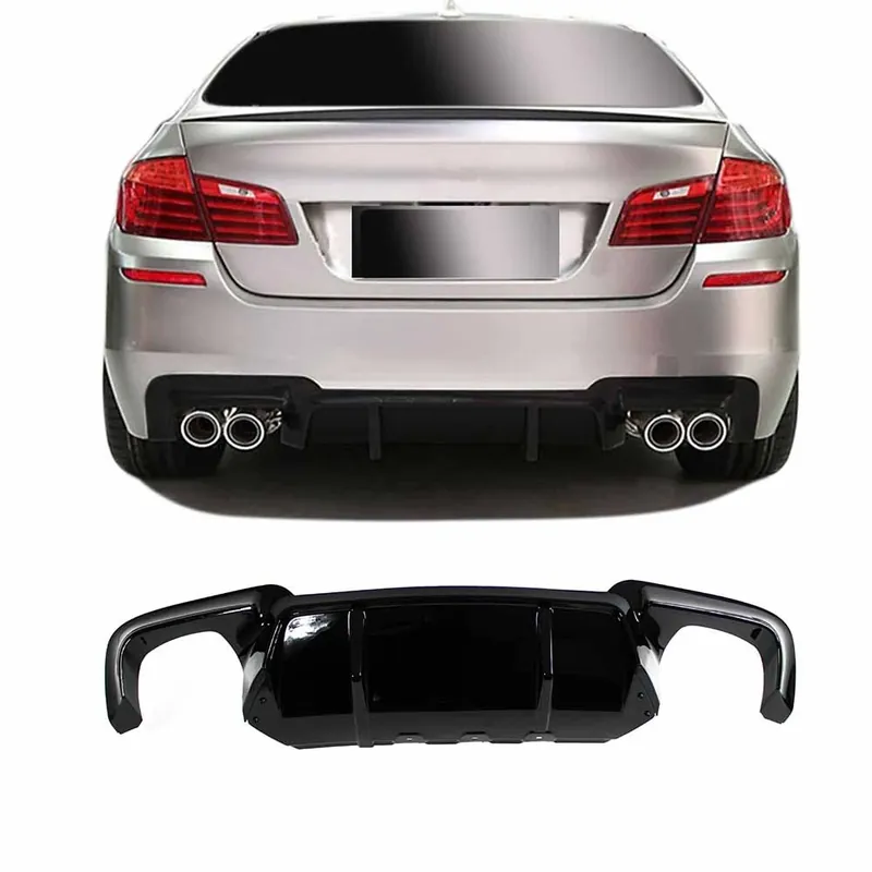 Výhodná Nabídka BMW řady 5 F10/F11 2010-2017, difuzor zadního nárazníku pro M-Pack nárazník s koncovkami na obou stranách ČERNÝ LESKLÝ