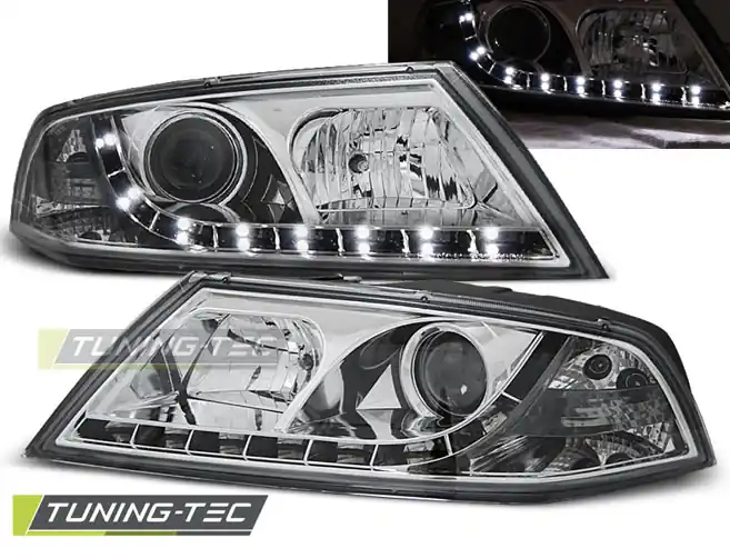 Přední LED xenonová světla Škoda Octavia II (2004 - 2008) - chromované - D1S Akce