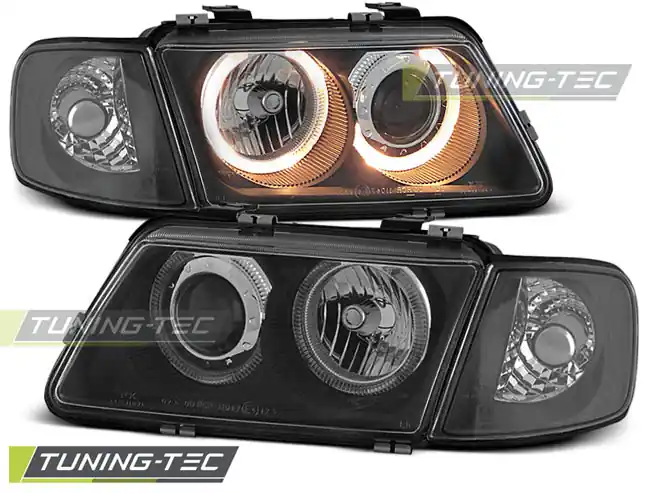 Přední čirá světla Audi A3 (1996 - 2000) - černé - Angel Eyes Nová Kolekce