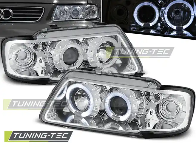 Sleva Přední čirá světla Audi A3 (1996 - 2000) - chromované - Angel Eyes