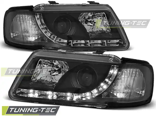 Rychlé Dodání Přední čirá LED světla Audi A3 (1996 - 2000) - černé