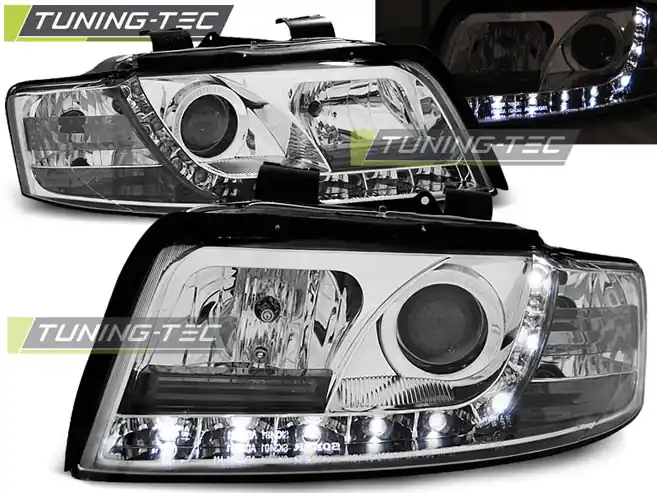 Expresní Doručení Přední čirá LED světla Audi A4 (2000 - 2004) - chromované