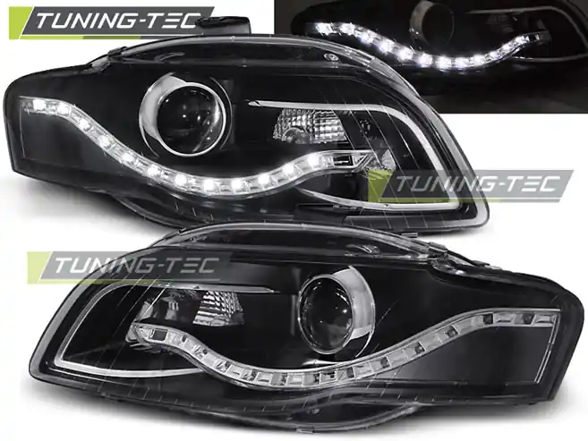 Přední čirá LED světla Audi A4 (2004 - 2008) - černé Cenová Bomba