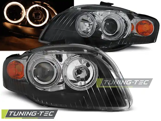 Sezónní Sleva Přední čirá světla Audi A4 (2004 - 2008) - černé - Angel Eyes