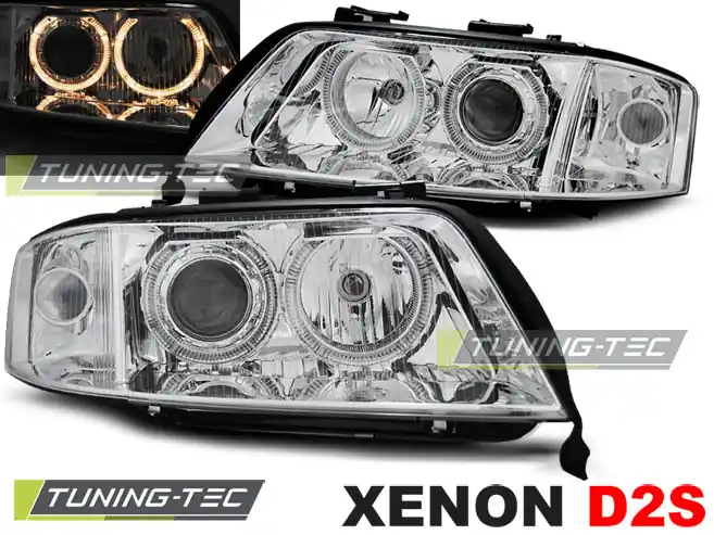 Nakupujte Hned Přední čirá xenonová světla Audi A6 (2001 - 2005) - xenon D2S - Angel Eyes