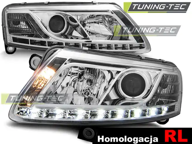 Koupit Online Přední čirá LED světla Audi A6 (2004 - 2008) - s denním svícením RL