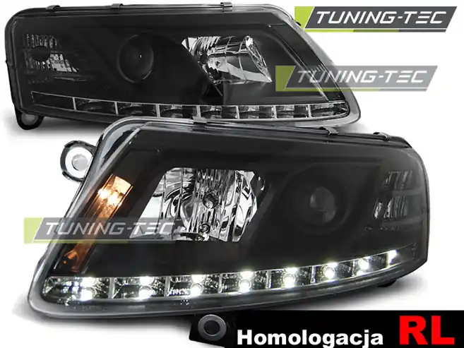 Objednat Nyní Přední čirá LED světla Audi A6 (2004 - 2008) s denním svícením RL - xenon D2S