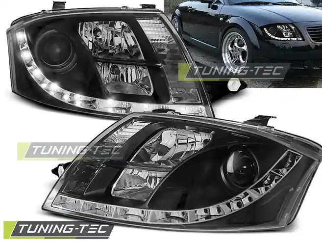 Přední čirá LED světla Audi TT (1998 - 2006) - černé Cenový Hit