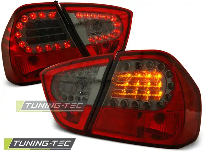 Značkový Zadní čirá LED světla BMW 3 E90 (2004 - 2008) - červené kouřové