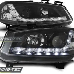 Zlevněný Přední čirá LED světla Renault Megane II (2002 - 2006) - černé