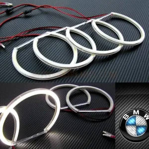 Značkový LED Angel Eyes kroužky BMW 3 E46 s xenony - bílé - 480 LED