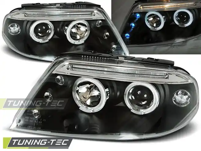 Zlevněný Přední čirá světla Volkswagen Passat B5.5 (2000 - 2005) - černé - Angel Eyes