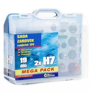 Servisní box žárovek na 12V Mega H7 + H7 + pojistky - Compass Tovární Cena