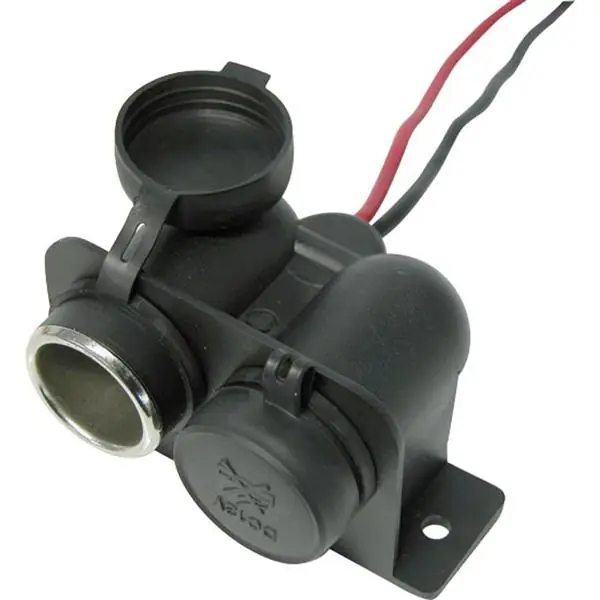 Zásuvka do auta CARPOINT, 12-24V, dvojitá, vodotěsná Rychlé Dodání